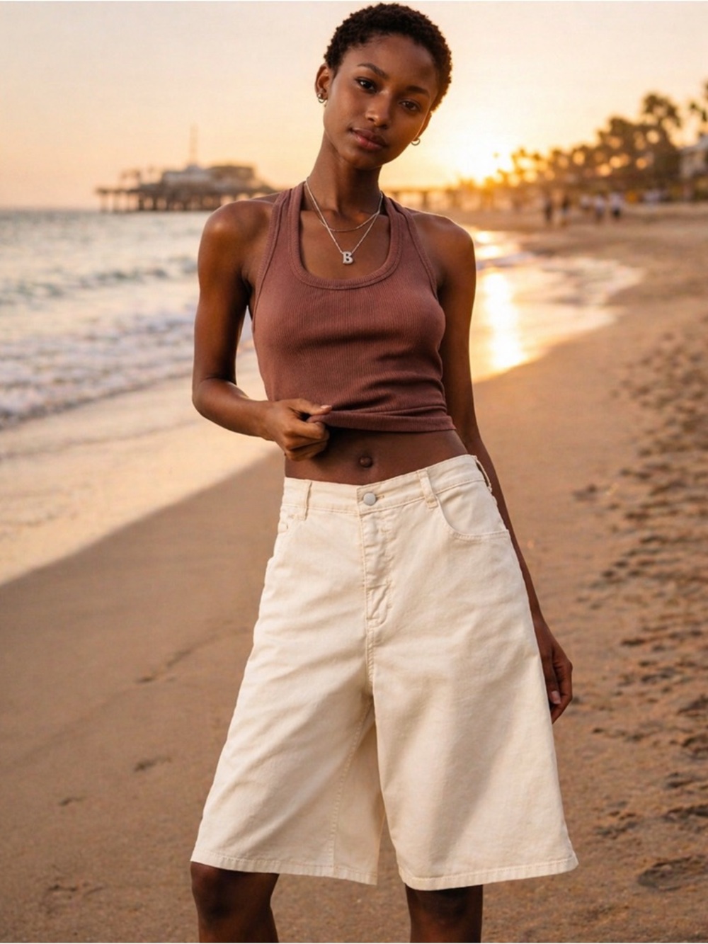 Pilcro Mid-Rise Classic Bermuda Shorts Anthropologie Neutral Size 31 NWT